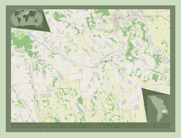 コーゼニ モルドバの地区 ストリートマップを開く コーナー補助位置図 — ストック写真