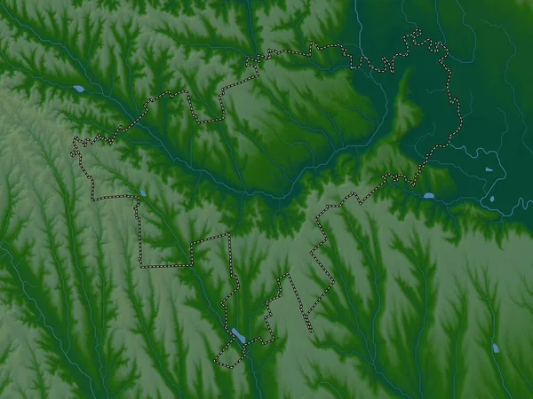 摩尔多瓦地区的Causeni 带有湖泊和河流的彩色高程图 — 图库照片