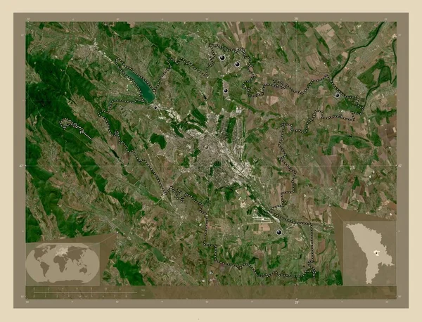 Chisinau Ciudad Moldavia Mapa Satelital Alta Resolución Ubicaciones Las Principales — Foto de Stock
