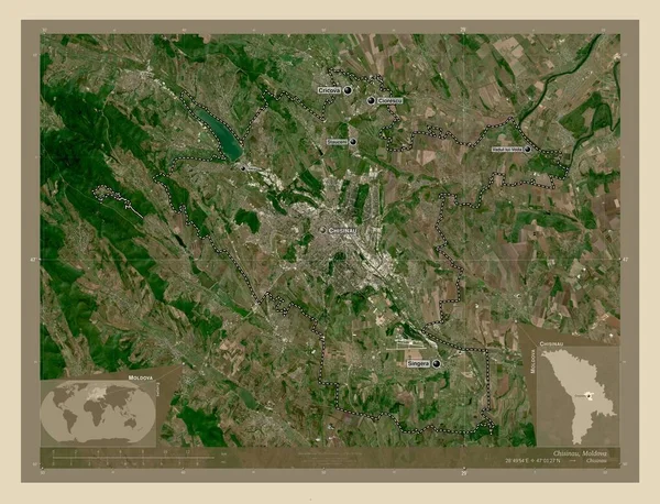 Chisinau Ciudad Moldavia Mapa Satelital Alta Resolución Ubicaciones Nombres Las — Foto de Stock