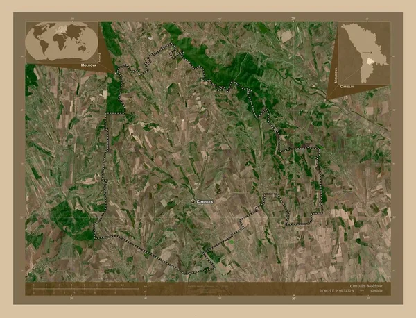 Cimislia Distrito Moldavia Mapa Satelital Baja Resolución Ubicaciones Nombres Las — Foto de Stock