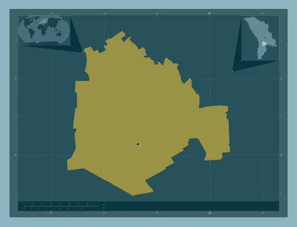 Cimislia 地区Of Moldova 固体的颜色形状 该区域主要城市的所在地点 角辅助位置图 — 图库照片