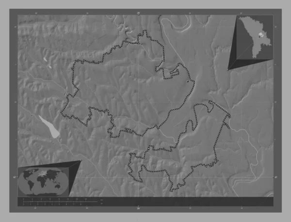 Criuleni Distretto Moldova Mappa Dell Elevazione Bilivello Con Laghi Fiumi — Foto Stock