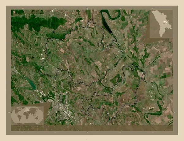 Criuleni District Moldova High Resolution Satellite Map Corner Auxiliary Location — Stock Photo, Image