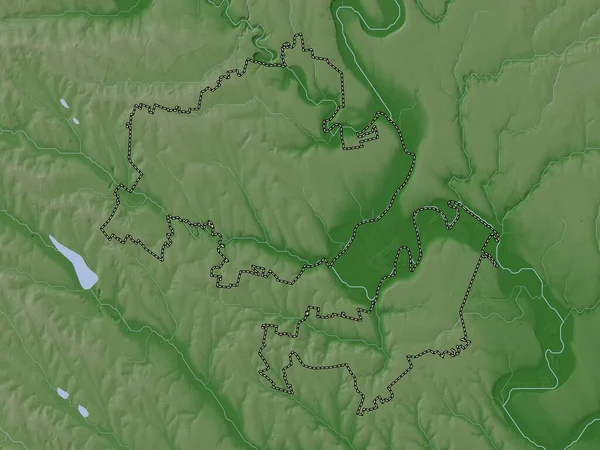 Criuleni 地区Of Moldova 带有湖泊和河流的Wiki风格的高程图 — 图库照片