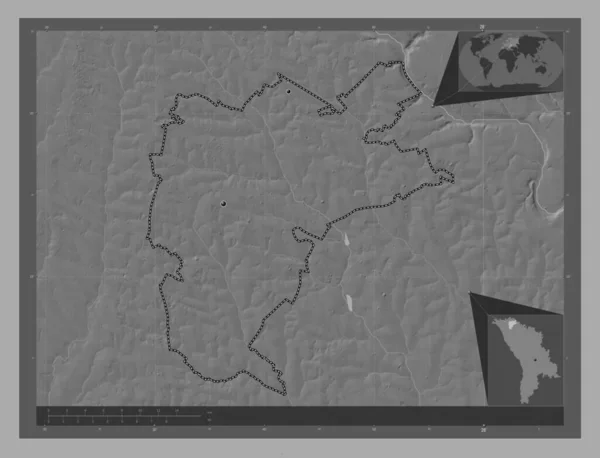Donduseni District Moldova Bilevel Elevation Map Lakes Rivers Locations Major — Stock Photo, Image