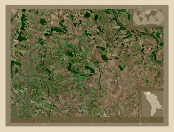 Donduseni Okręg Mołdawii Mapa Satelity Wysokiej Rozdzielczości Pomocnicze Mapy Położenia — Zdjęcie stockowe