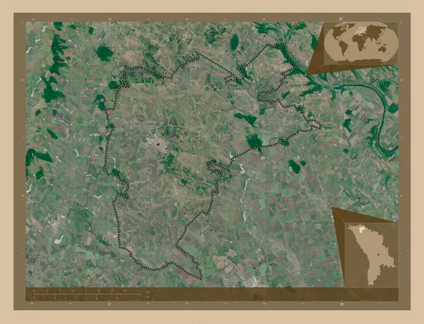 Дондусени Район Молдови Супутникова Карта Низькою Роздільною Здатністю Кутові Допоміжні — стокове фото