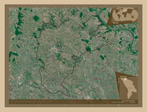 Donduseni Distretto Moldova Mappa Satellitare Bassa Risoluzione Località Nomi Delle — Foto Stock