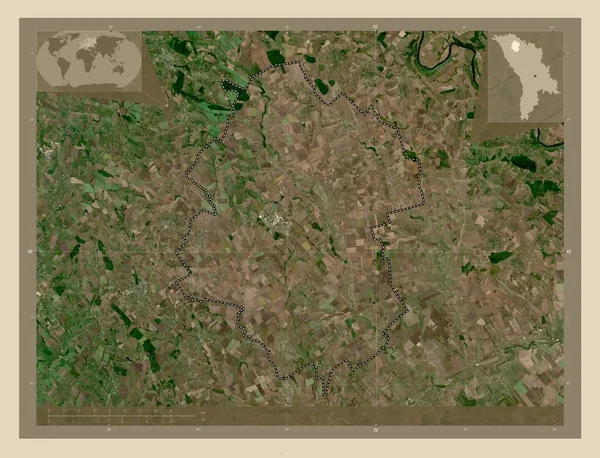 Drochia Dzielnica Mołdawii Mapa Satelity Wysokiej Rozdzielczości Lokalizacje Dużych Miast — Zdjęcie stockowe