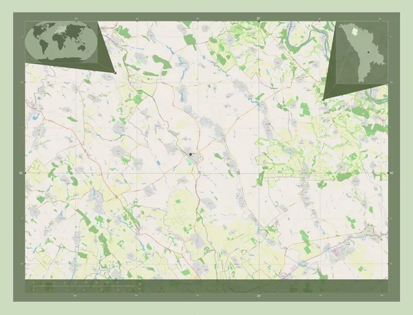Drochia Περιφέρεια Μολδαβίας Χάρτης Του Δρόμου Γωνιακοί Χάρτες Βοηθητικής Θέσης — Φωτογραφία Αρχείου