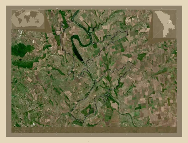 Dubasari Dzielnica Mołdawii Mapa Satelity Wysokiej Rozdzielczości Lokalizacje Dużych Miast — Zdjęcie stockowe
