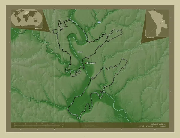 Dubasari Okres Moldavsko Zdvihová Mapa Zbarvená Stylu Wiki Jezery Řekami — Stock fotografie