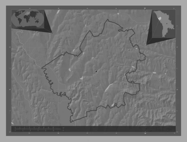 Falesti Dzielnica Mołdawii Dwupoziomowa Mapa Jeziorami Rzekami Lokalizacje Dużych Miast — Zdjęcie stockowe