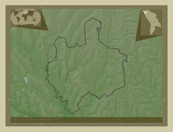Edinet Distrito Moldavia Mapa Elevación Coloreado Estilo Wiki Con Lagos — Foto de Stock