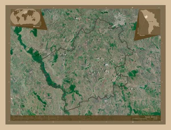 Falesti District Moldavië Lage Resolutie Satellietkaart Locaties Namen Van Grote — Stockfoto