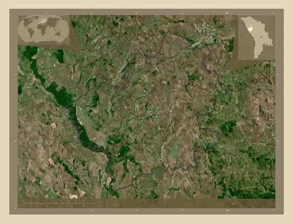 Falesti Distriktet Moldavien Högupplöst Satellitkarta Hjälpkartor För Hörnen — Stockfoto