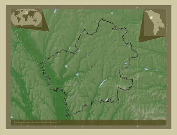 Falesti District Moldova Elevation Map Colored Wiki Style Lakes Rivers — Stock Photo, Image