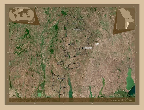Gagauzia Território Autónomo Moldávia Mapa Satélite Baixa Resolução Locais Nomes — Fotografia de Stock