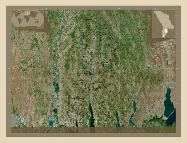 ガガウジア モルドバの自治領 高解像度衛星地図 地域の主要都市の場所 コーナー補助位置図 — ストック写真
