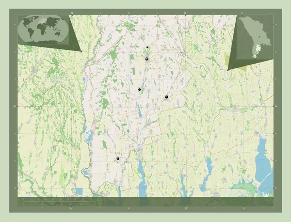 ガガウジア モルドバの自治領 ストリートマップを開く 地域の主要都市の場所 コーナー補助位置図 — ストック写真