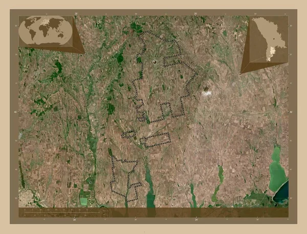 Гагаузія Автономна Територія Молдови Супутникова Карта Низькою Роздільною Здатністю Кутові — стокове фото
