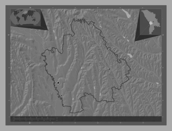 Hincesti Okres Moldavsko Mapa Nadmořské Výšky Jezery Řekami Umístění Velkých — Stock fotografie