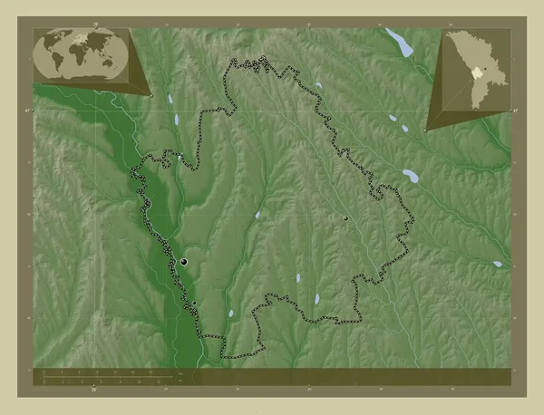 Hincesti Kreis Moldawien Höhenkarte Wiki Stil Mit Seen Und Flüssen — Stockfoto