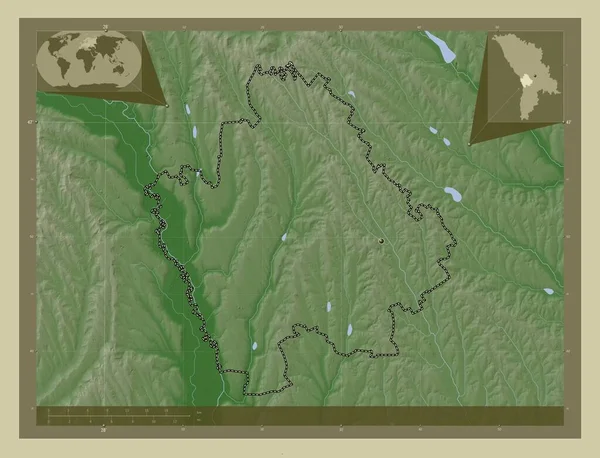 Hincesti Distrito Moldávia Mapa Elevação Colorido Estilo Wiki Com Lagos — Fotografia de Stock