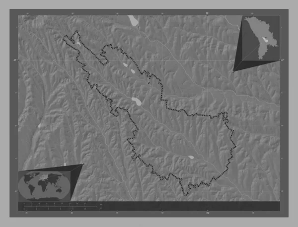 Ialoveni Περιφέρεια Μολδαβίας Bilevel Υψομετρικός Χάρτης Λίμνες Και Ποτάμια Γωνιακοί — Φωτογραφία Αρχείου