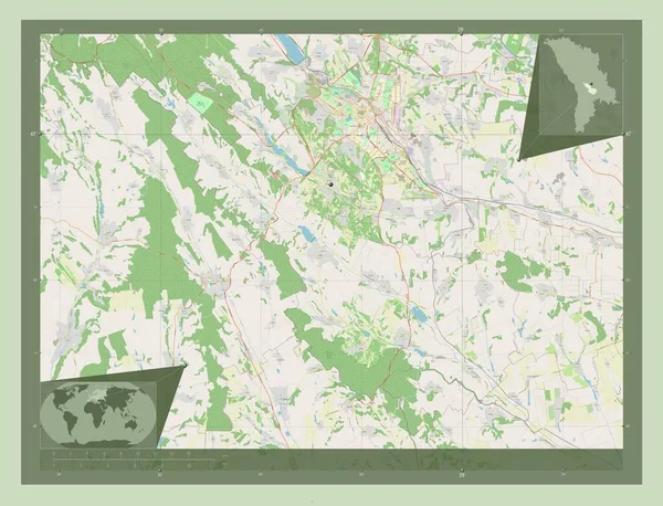 Ialoveni Περιφέρεια Μολδαβίας Χάρτης Του Δρόμου Γωνιακοί Χάρτες Βοηθητικής Θέσης — Φωτογραφία Αρχείου