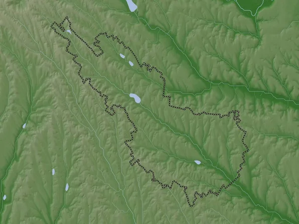 イアロヴェニ モルドバの地区 湖や川とWikiスタイルで着色された標高マップ — ストック写真