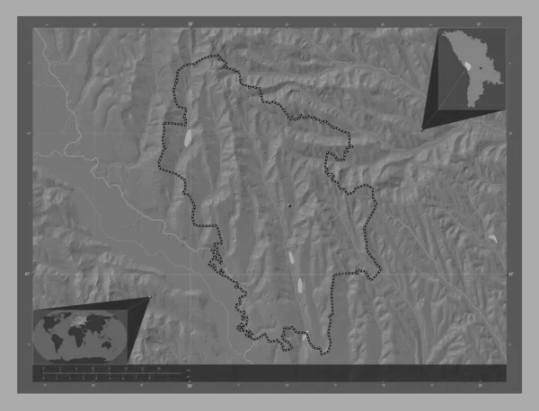 Ниспорень Район Молдовы Карта Рельефа Билевела Озерами Реками Вспомогательные Карты — стоковое фото