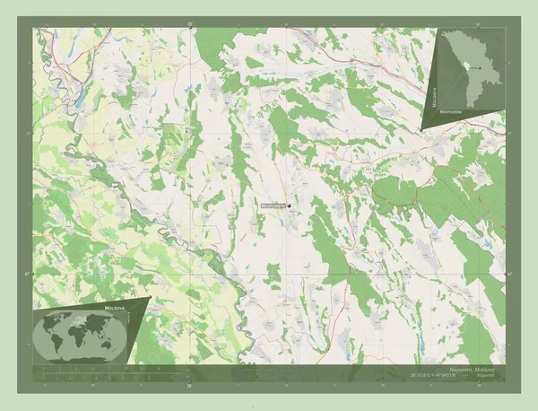 Nisporeni District Moldavië Open Plattegrond Locaties Namen Van Grote Steden — Stockfoto