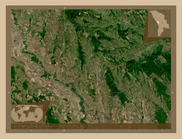 Nisporeni Distretto Moldavo Mappa Satellitare Bassa Risoluzione Località Delle Principali — Foto Stock
