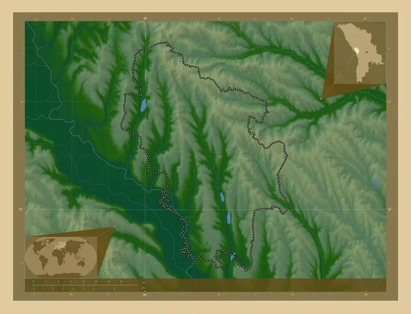 Ніспорени Район Молдови Кольорові Карти Висот Озерами Річками Кутові Допоміжні — стокове фото