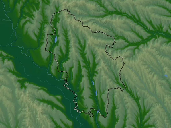 Nisporeni Moldova Bölgesi Gölleri Nehirleri Olan Renkli Yükseklik Haritası — Stok fotoğraf