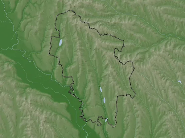 Nisporeni 摩尔多瓦区 带有湖泊和河流的Wiki风格的高程图 — 图库照片