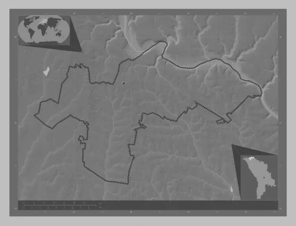 Ocnita Distrito Moldávia Mapa Elevação Escala Cinza Com Lagos Rios — Fotografia de Stock