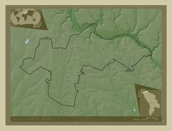 Ocnita District Moldova Elevation Map Colored Wiki Style Lakes Rivers — Stock Photo, Image