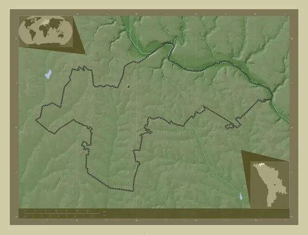 Ocnita Район Молдовы Карта Высоты Окрашенная Вики Стиле Озерами Реками — стоковое фото