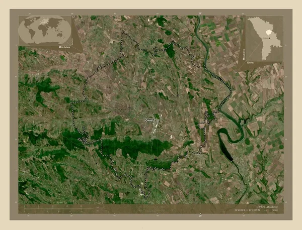 Orhei Distrito Moldavia Mapa Satelital Alta Resolución Ubicaciones Nombres Las — Foto de Stock