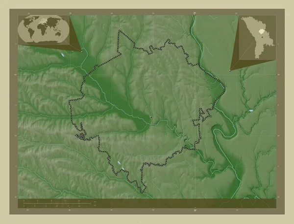 Orhei District Moldova Elevation Map Colored Wiki Style Lakes Rivers — Stock Photo, Image