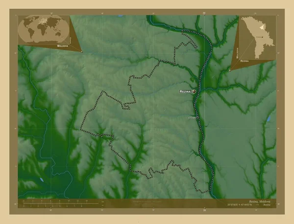Фелина Район Молдова Цветная Карта Высоты Озерами Реками Места Названия — стоковое фото