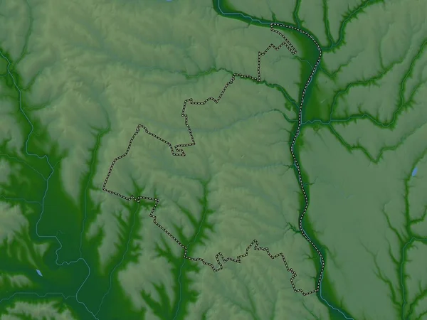 レジーナ モルドバの地区 湖や川と色の標高マップ — ストック写真