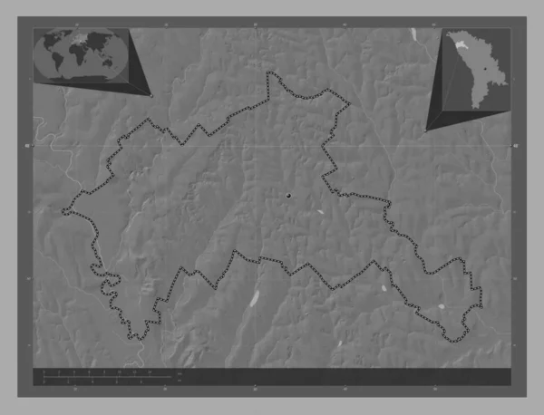 Riscani Περιφέρεια Μολδαβίας Bilevel Υψομετρικός Χάρτης Λίμνες Και Ποτάμια Γωνιακοί — Φωτογραφία Αρχείου