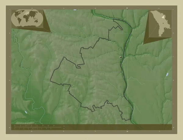 Rezina District Moldova Elevation Map Colored Wiki Style Lakes Rivers — Stock Photo, Image