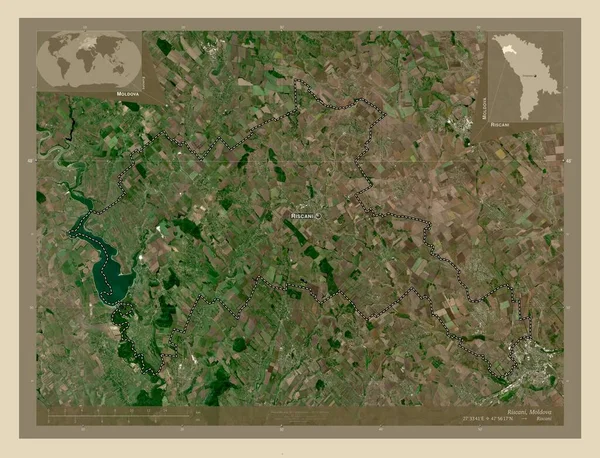 Riscani Dzielnica Mołdawii Mapa Satelity Wysokiej Rozdzielczości Lokalizacje Nazwy Głównych — Zdjęcie stockowe