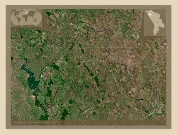 Riscani Περιφέρεια Μολδαβίας Υψηλής Ανάλυσης Δορυφορικός Χάρτης Γωνιακοί Χάρτες Βοηθητικής — Φωτογραφία Αρχείου