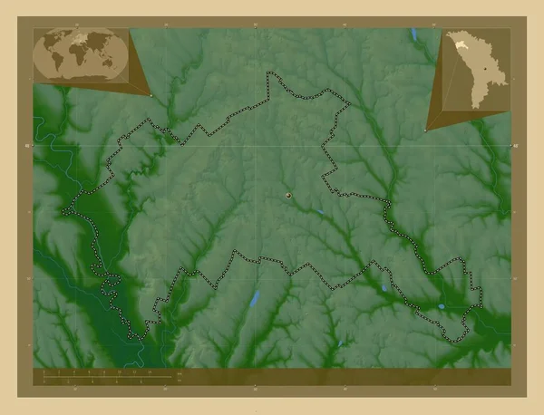 Ріскані Район Молдови Кольорові Карти Висот Озерами Річками Розташування Великих — стокове фото